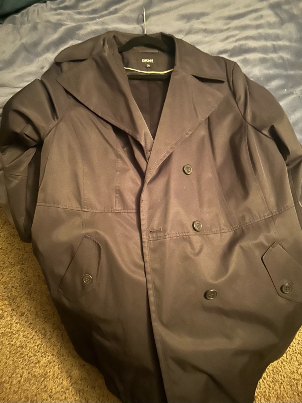 DKNY Women’s Double-Breasted Black Trench Coat